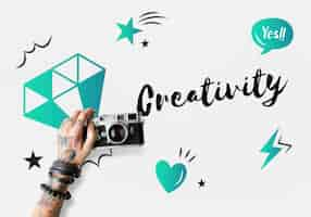 Foto gratuita concepto de creatividad de diseño de ideas frescas