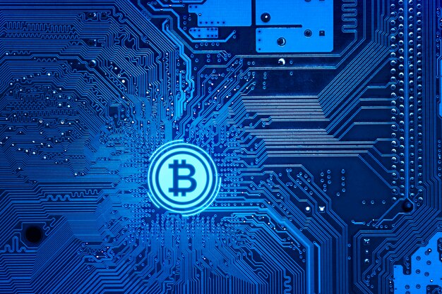 Concepto de criptomoneda con moneda
