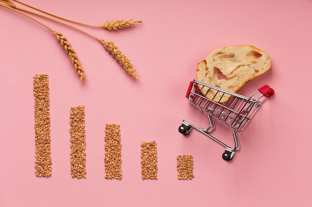 Foto gratuita concepto de crisis alimentaria de vista superior con trigo