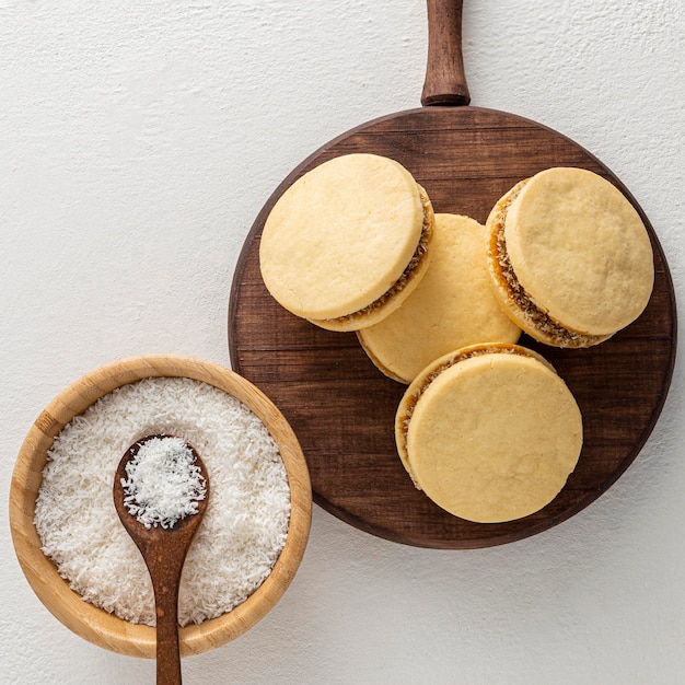 Concepto de deliciosas galletas alfajores