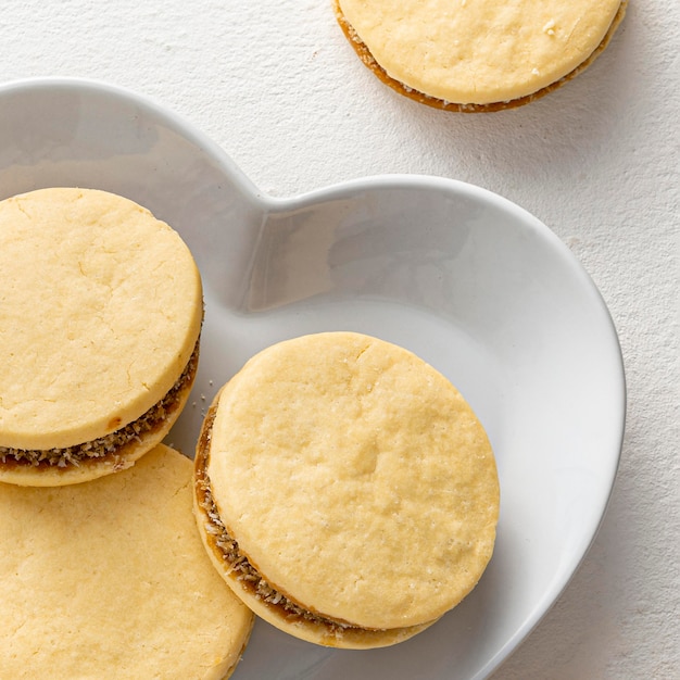 Concepto de deliciosas galletas alfajores