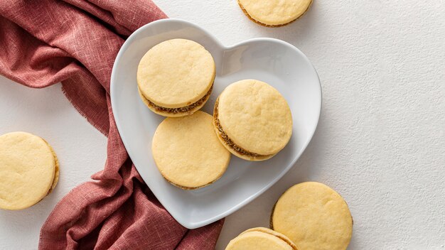 Concepto de deliciosas galletas alfajores