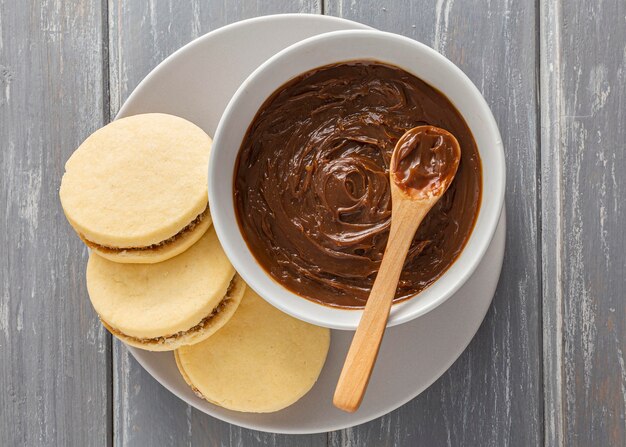 Concepto de deliciosas galletas alfajores