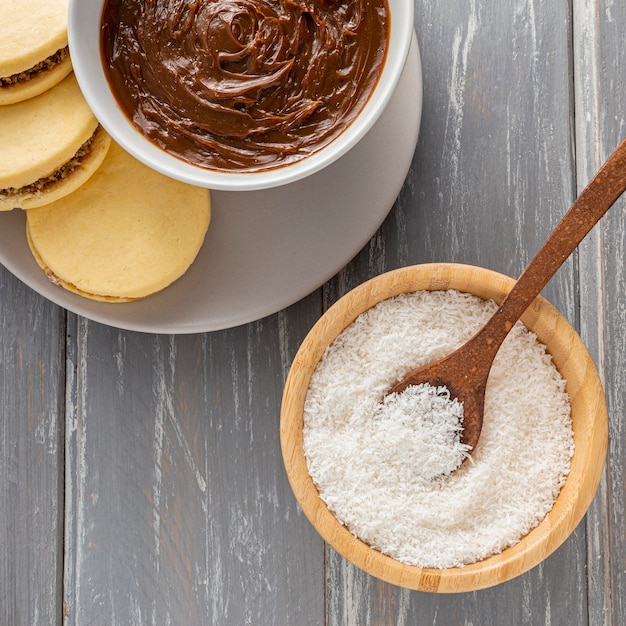 Concepto de deliciosas galletas alfajores