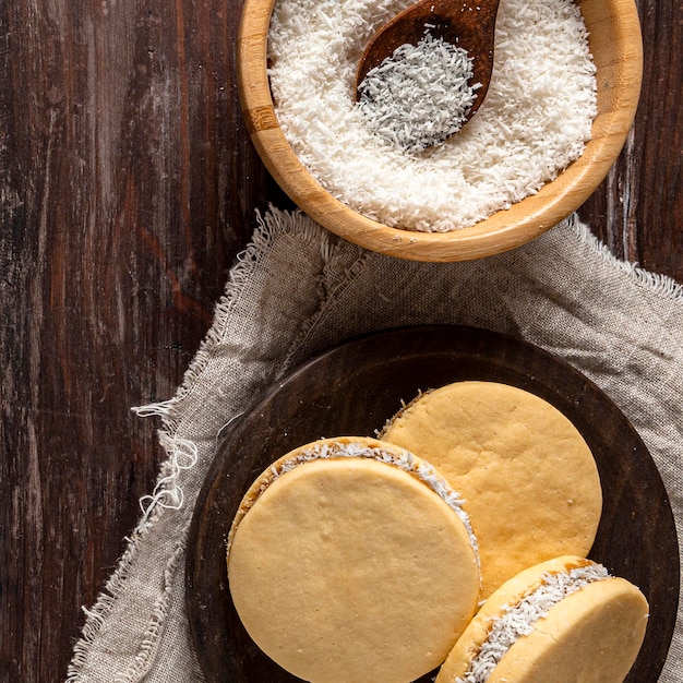 Concepto de deliciosas galletas alfajores