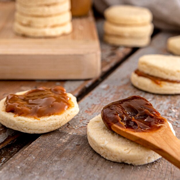 Concepto de deliciosas galletas alfajores