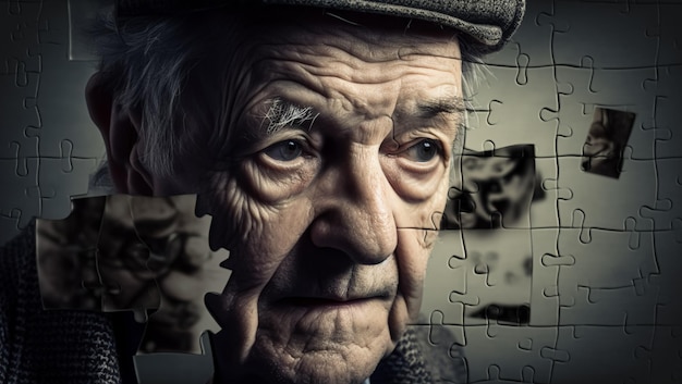 Concepto de demencia por pérdida de memoria y alzheimer creado con tecnología de IA generativa
