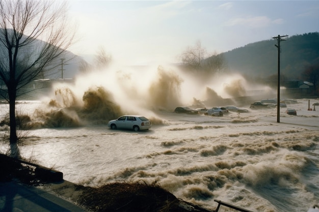 Foto gratuita concepto de desastre natural con inundación