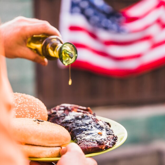 Concepto para el día de la independencia con barbacoa