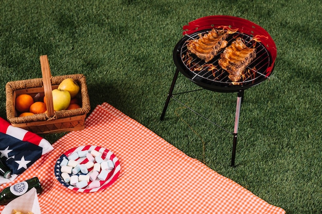 Foto gratuita concepto para el día de la independencia de los eeuu con barbacoa