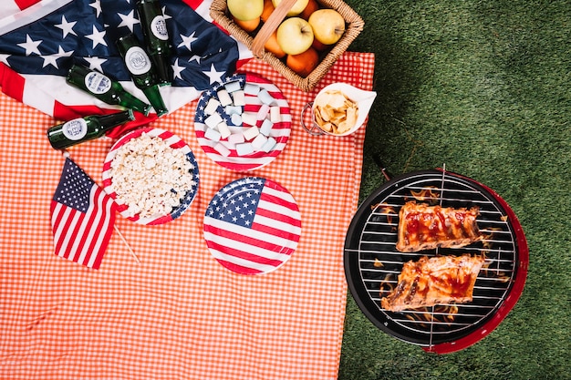 Concepto para el día de la independencia de los eeuu con barbacoa