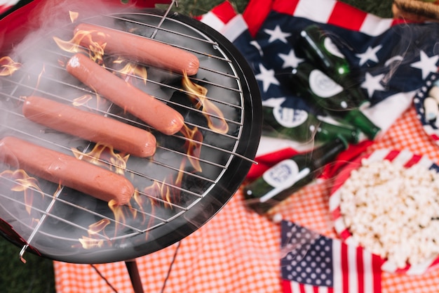 Foto gratuita concepto para el día de la independencia de los eeuu con barbacoa