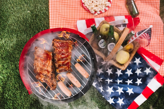 Foto gratuita concepto para el día de la independencia de los eeuu con barbacoa