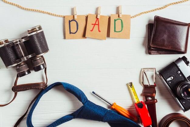 Concepto para el día del padre con accesorios