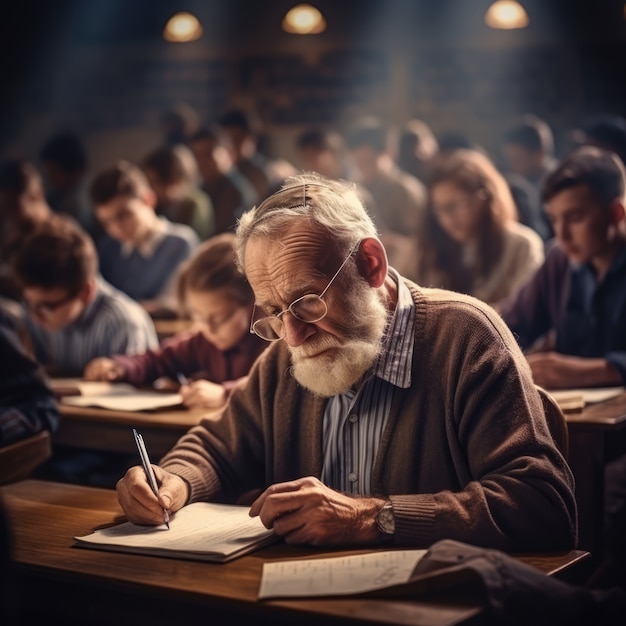 Foto gratuita concepto de educación para hombres de edad avanzada.