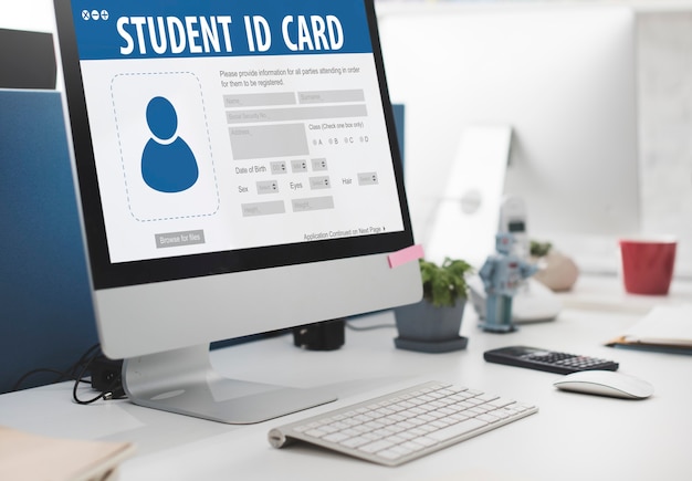 Concepto de educación de información de datos de identificación de tarjeta de identificación de estudiante