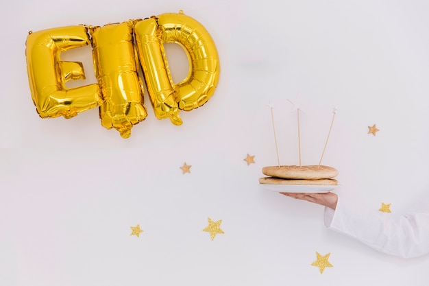 Concepto de eid al-fitr con letras