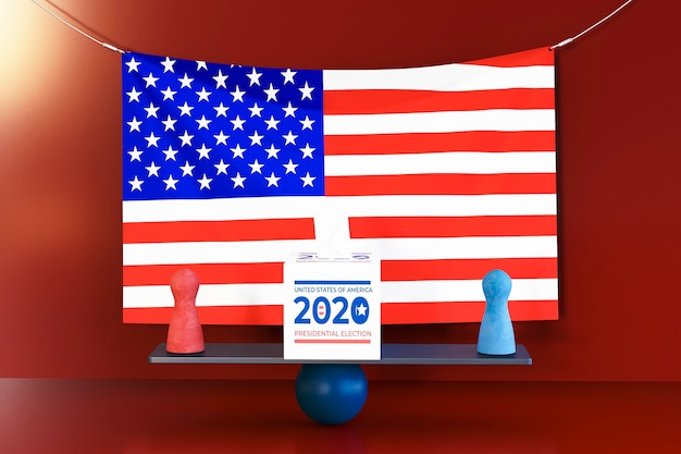 Concepto de elecciones estadounidenses con bandera americana