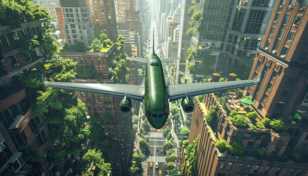 Foto gratuita concepto de energía sostenible de avión verde