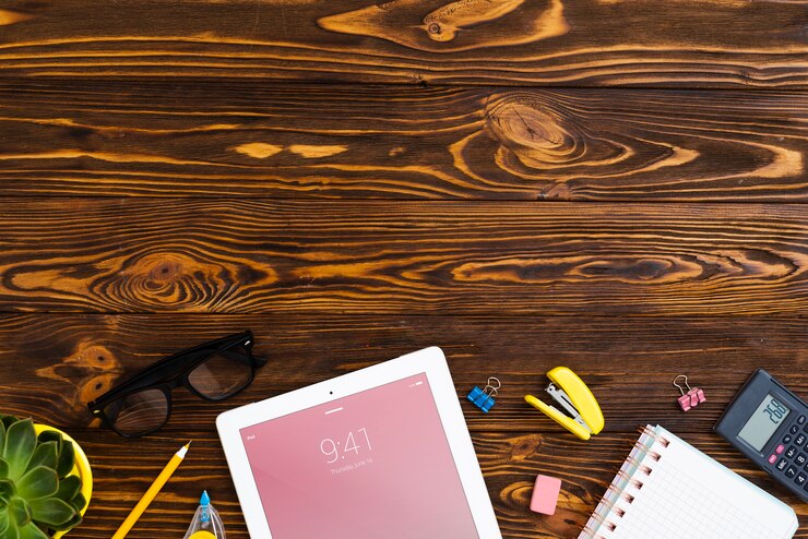 Foto gratuito concepto de escritorio vista superior con espacio de copia