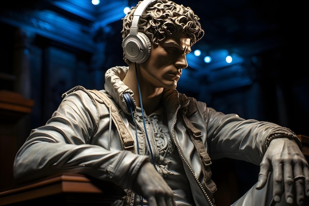 Foto gratuita concepto de escultura de dj nightclub