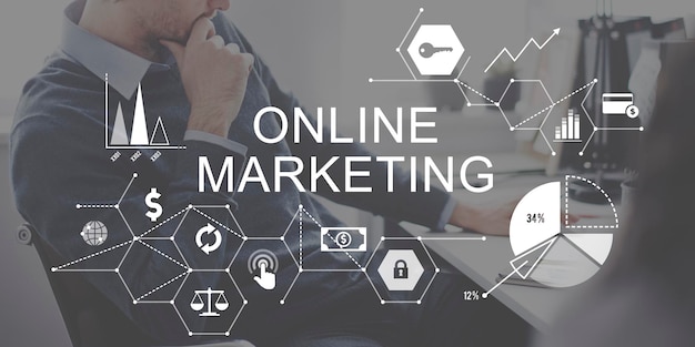 Concepto de estrategia de marca de publicidad de marketing online