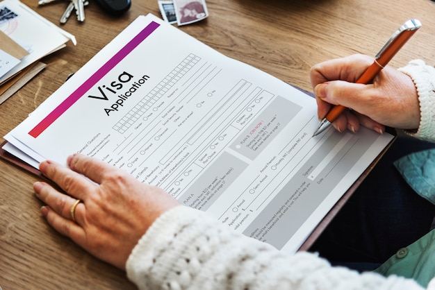 Foto gratuita concepto de formulario de viaje de solicitud de visa