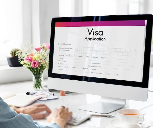 Foto gratuita concepto de formulario de viaje de solicitud de visa