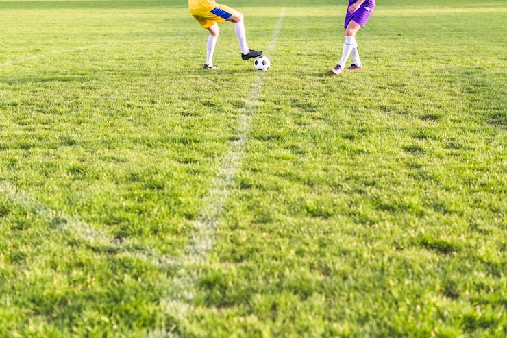 Foto gratuito concepto de fútbol de amateur con escena de partido