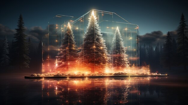 Concepto futurista de celebración de la Navidad