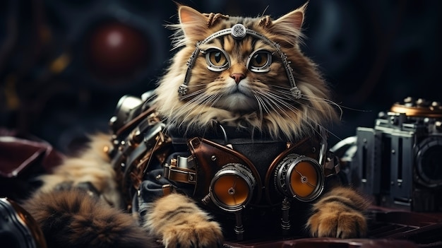 Concepto de gato futurista