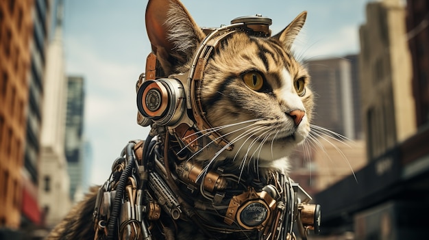 Foto gratuita concepto de gato futurista