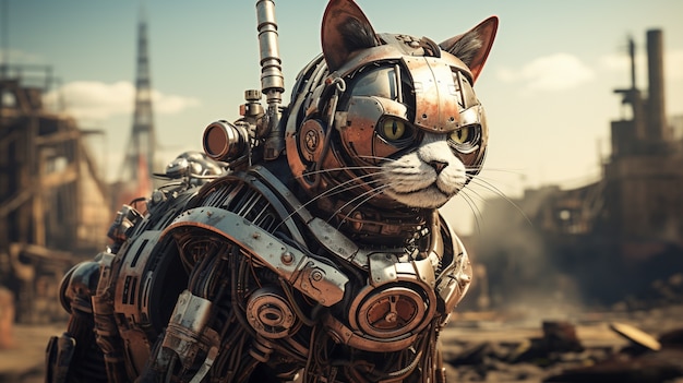 Foto gratuita concepto de gato futurista