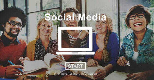 Concepto global de Social Media Communication Community
