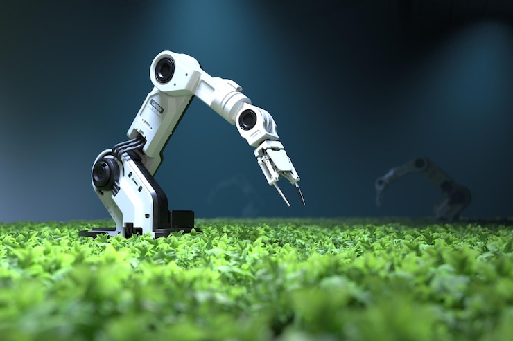 Foto gratuito concepto de granjeros robóticos inteligentes granjeros robot tecnología agrícola automatización agrícola