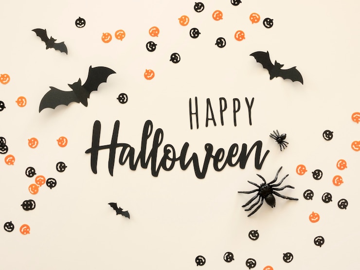 Foto gratuito concepto de halloween de vista superior con saludo