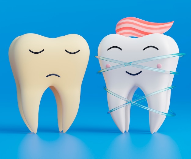 Concepto de higiene dental con dientes.