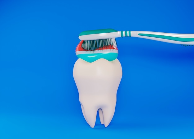 Concepto de higiene dental con fondo azul.