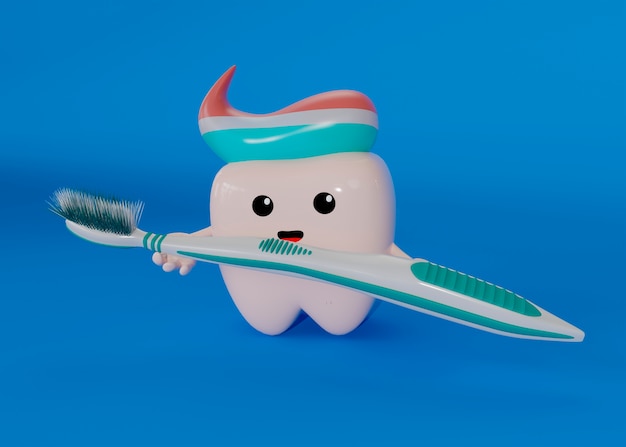 Concepto de higiene dental con fondo azul.