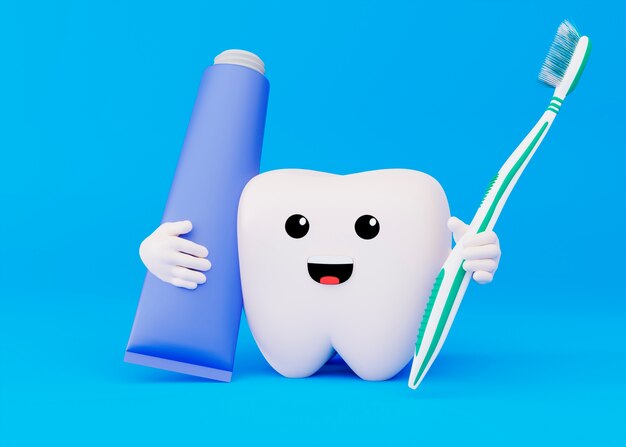 Concepto de higiene dental con fondo azul.