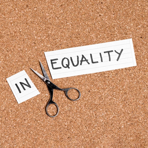 Concepto de igualdad y desigualdad plano