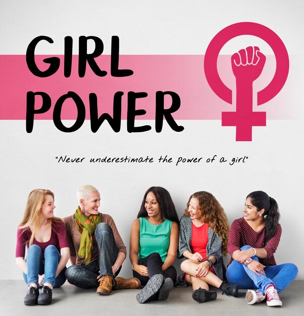 Concepto de igualdad de oportunidades de mujeres Girl Power feminismo