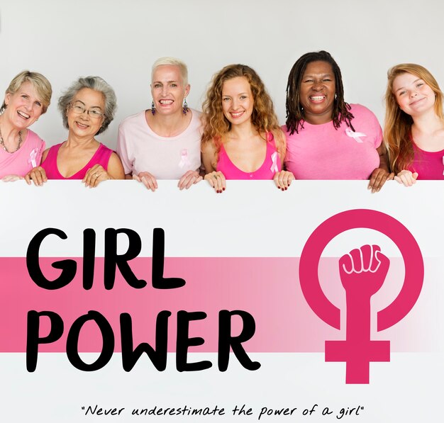 Concepto de igualdad de oportunidades de mujeres Girl Power feminismo