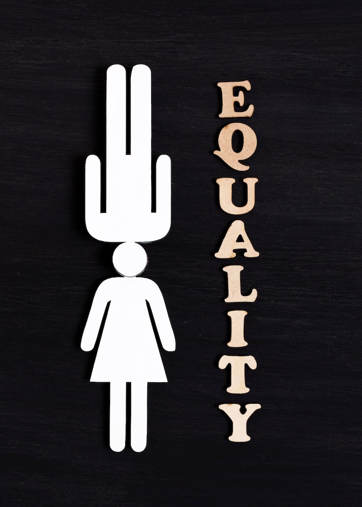 Foto gratuito concepto de igualdad de personajes de mujer y hombre blanco