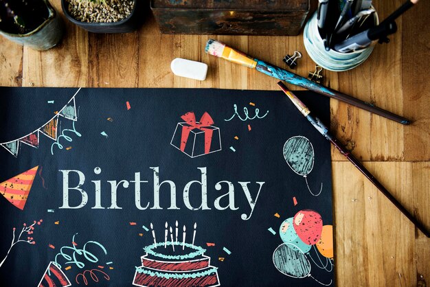 Concepto de ilustración de fiesta de pastel de cumpleaños