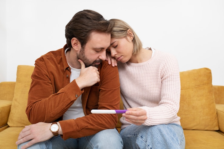 Foto gratuito concepto de infertilidad de pareja triste de tiro medio