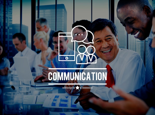 Foto gratuita concepto de interacción de discusión de conexión de comunicación global