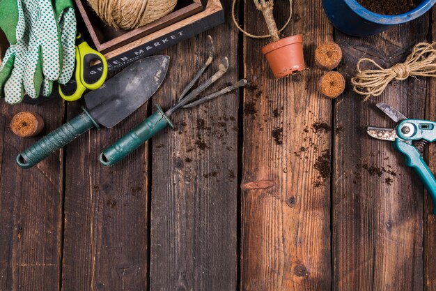 Concepto de jardinería flat lay