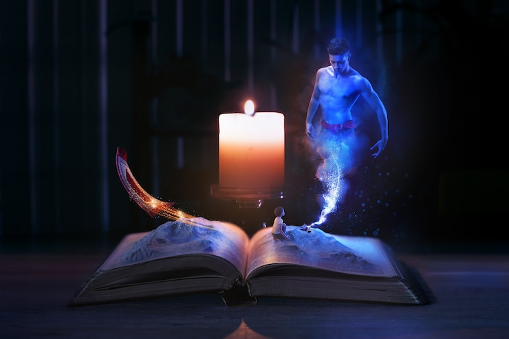 Foto gratuito concepto de libro de cuento de hadas mágico