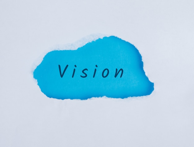 Concepto de marketing con la palabra visión, endecha plana.